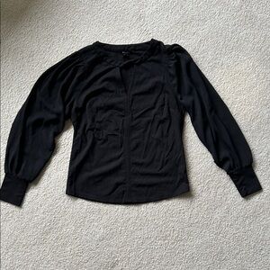 RW and Co., Elegant Black Long Sleeve Blouse